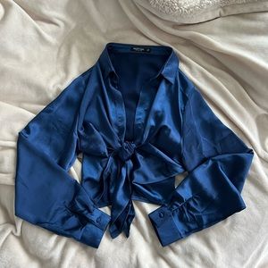 Nasty Gal satin tie front top